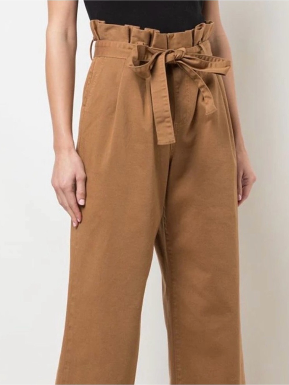 Alice + Olivia High-Rise Paperbag Wide-Leg Trousers w/ Tie Belt, Size 29, NWT